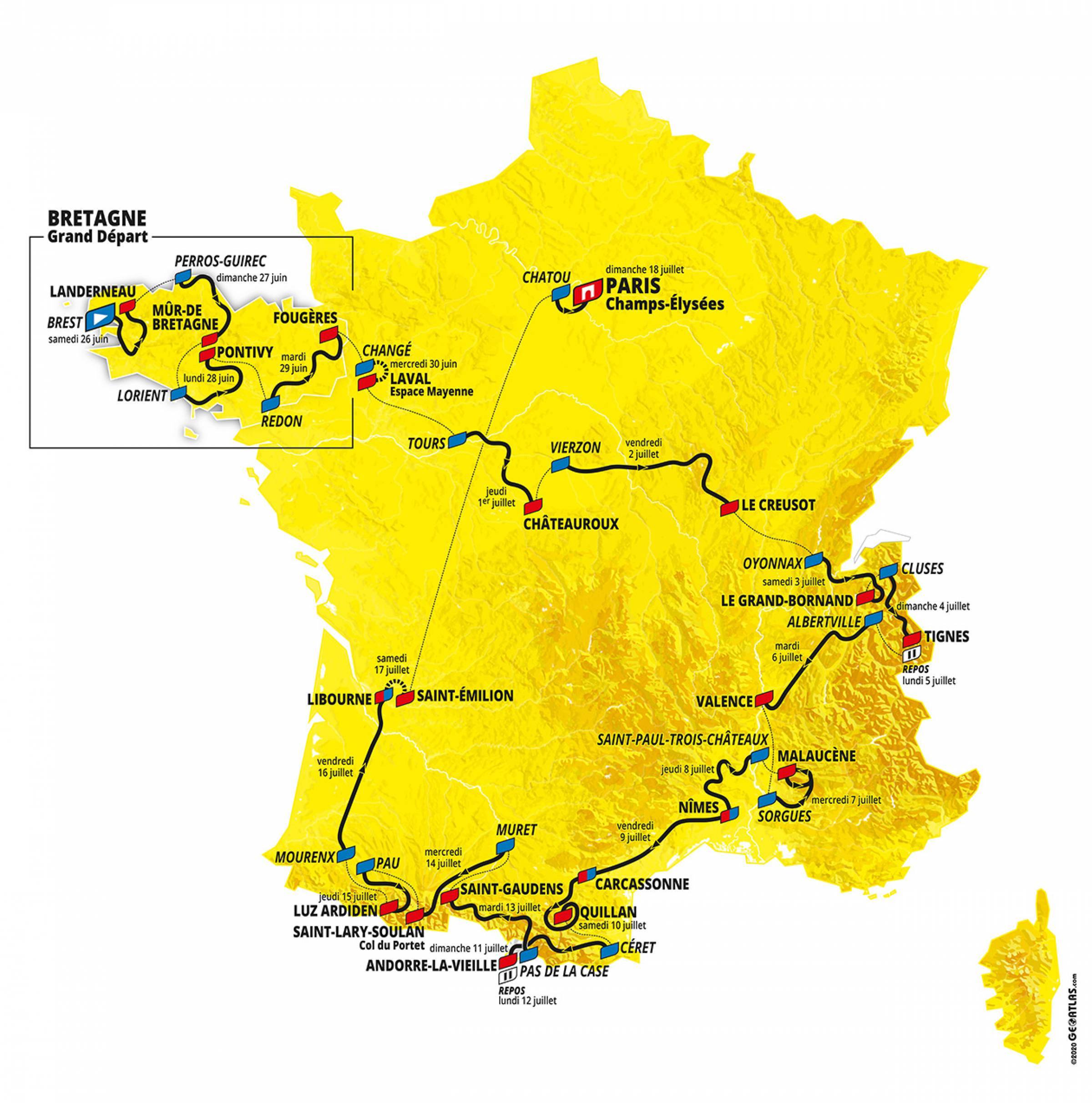 2021 Tour de France route Map